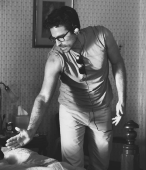 Andrea Pallero on the set of Monica