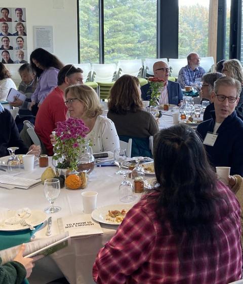 Gathering of families and friends in the Kern Center