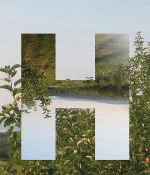 H graphic and apple orchard