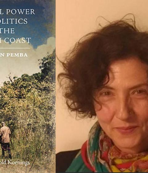 Natalie Arnold Keonings and the cover of her book, Mystical Power and Politics on the Swahili Coast: Uchawi in Pemba 