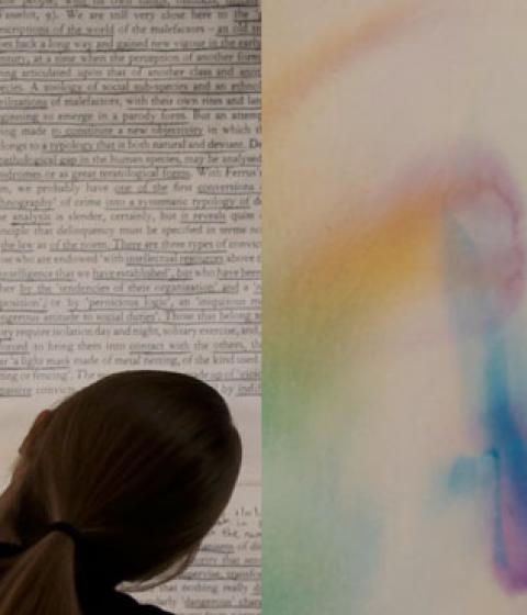 Collage of people viewing artwork 