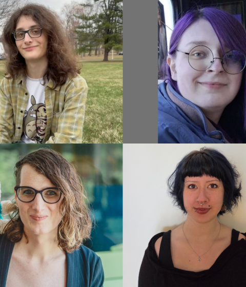 Casual photos of four people arranged in a grid.