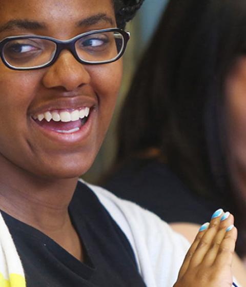 Students laughing in class