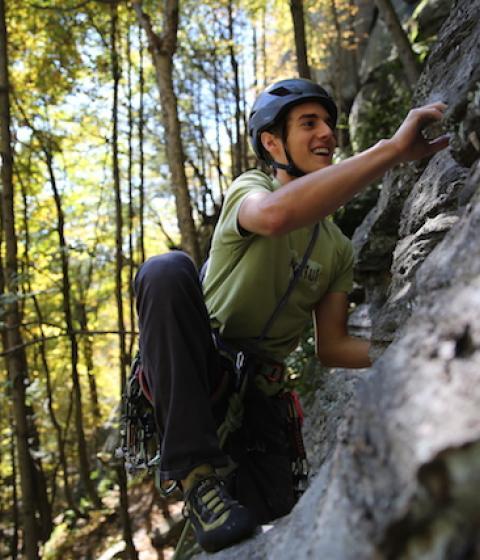 A rock climber from Hampshire's OPRA program