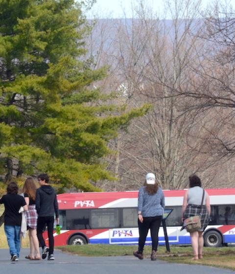 campus exterior students bus