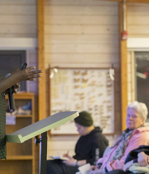 Dorceta Taylor speaking at the Hitchcock Center