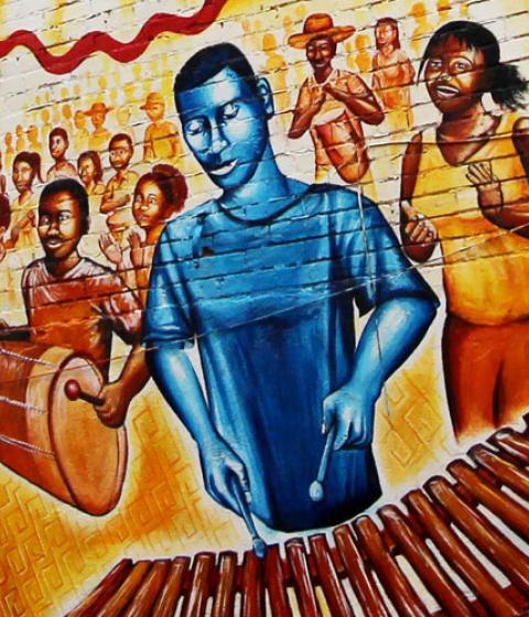 Crop of Afro-Colombian mural