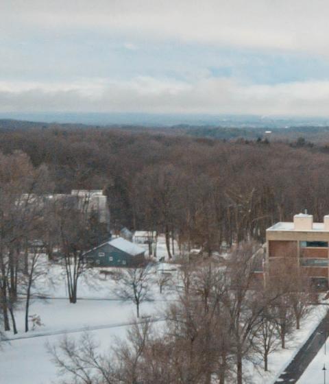 Middle of Hampshire campus blanketed in snow