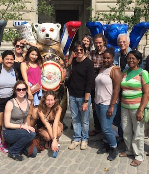 Group photo of students in the Cuba exchange program