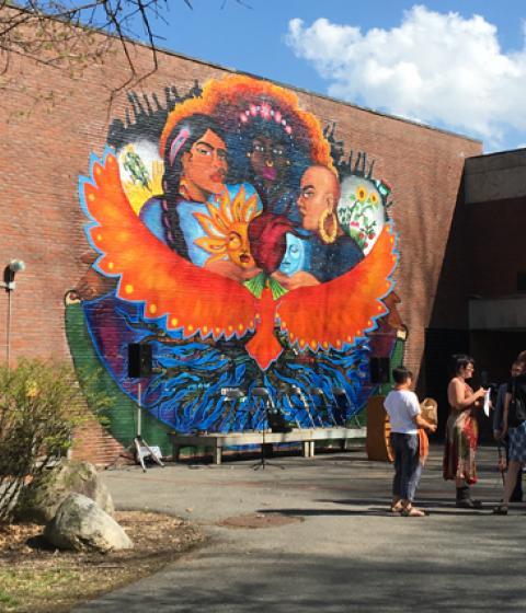 A mural by Hampshire College Alum Mika Gonzalez