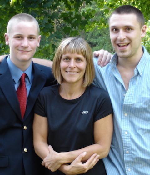 Marie Hershkowitz with her sons Sam and Ben.
