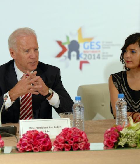 VP Joe Biden and Yasmine El Baggari