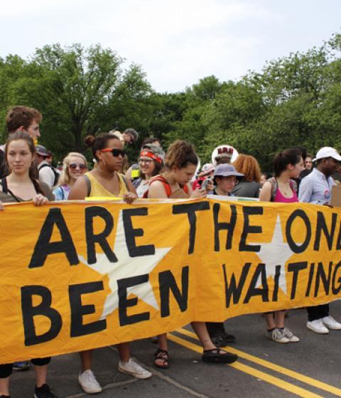 Hampshire College community members at the People's Climate March, April 29, 2017. Photos by Rhys MacArthur