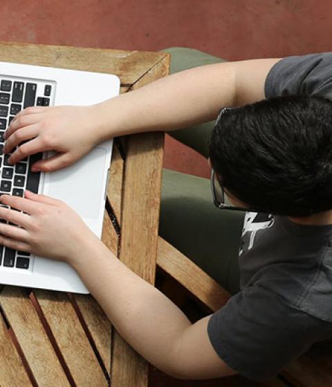student at computer