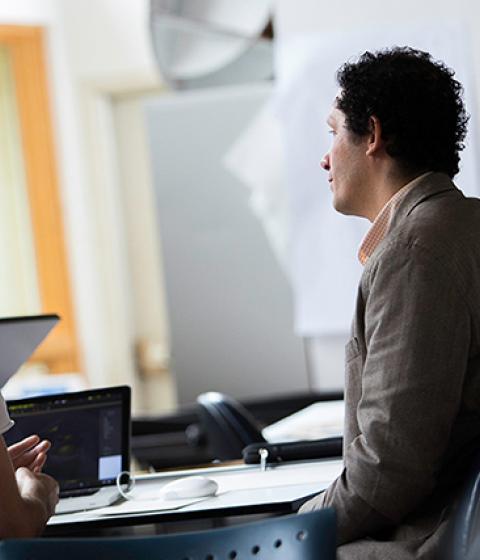 student with their professor 