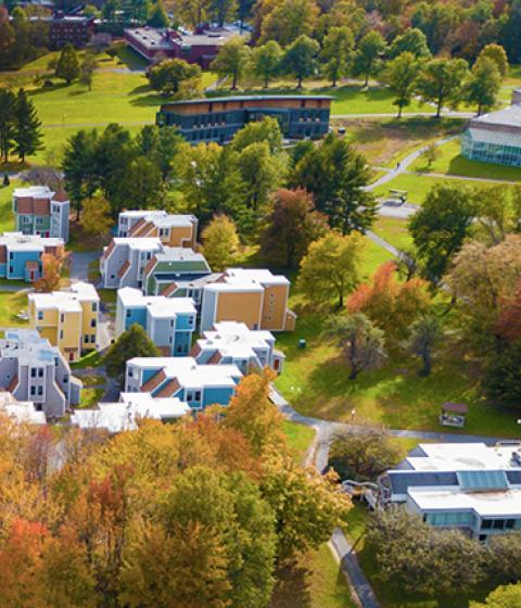 Hampshire campus from a drone camera