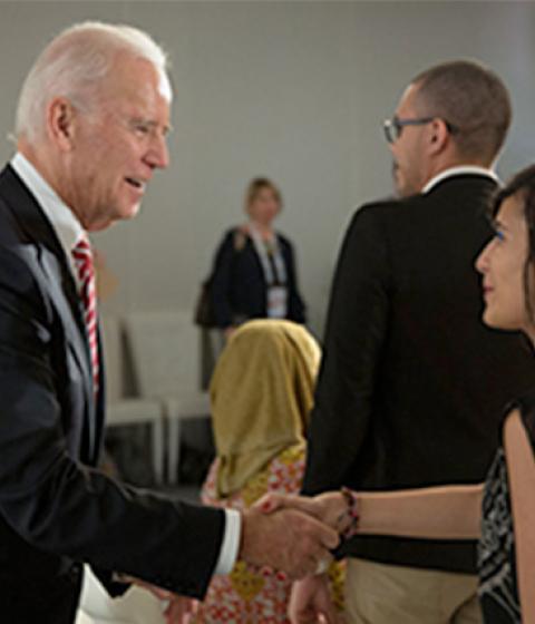 Joe Biden and Hampshire College Student