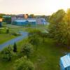 Hampshire College campus seen from above at sunset